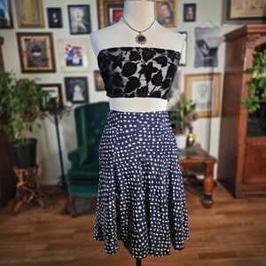 That Woman! by Marlo Thomas Navy Blue Pleated Polka Dot A-Line Career Skirt 18W
